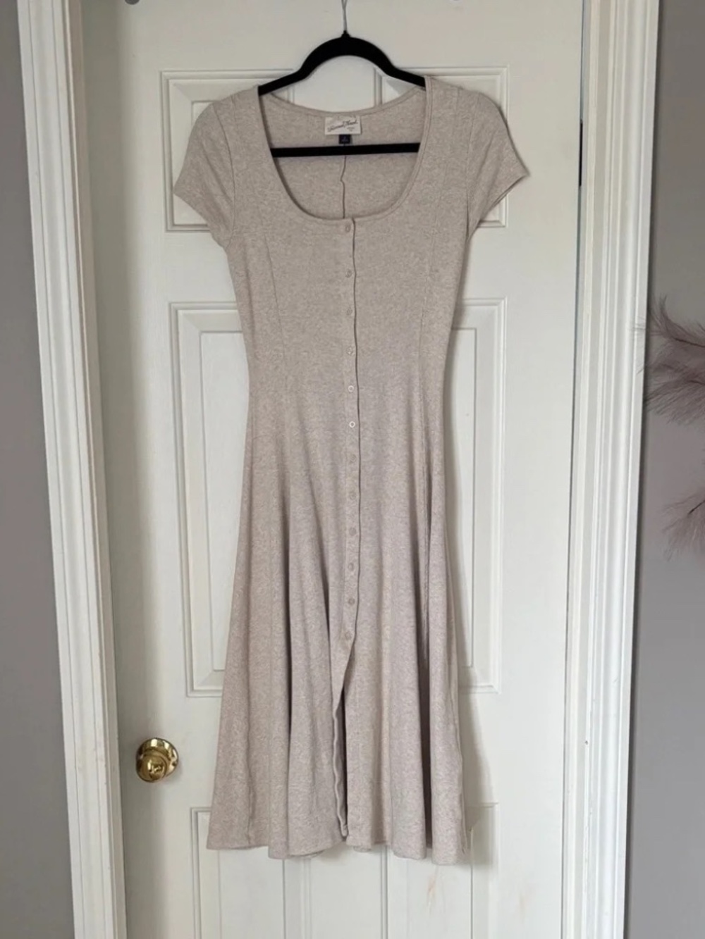 Universal Thread Cream Button-Front Midi Dress